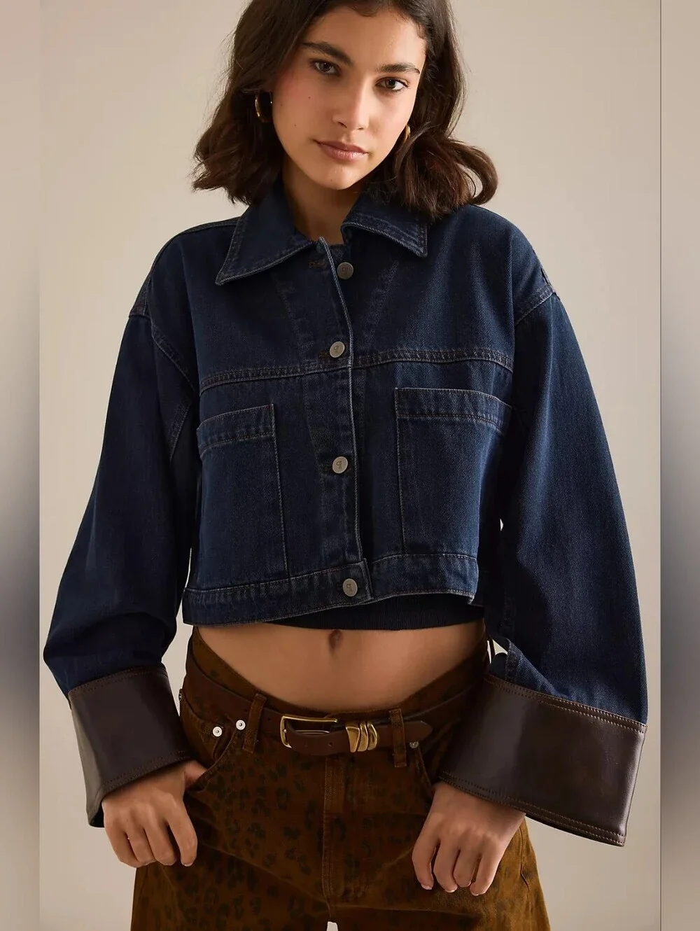 Anthropologie Pilcro Cuffed Crop Denim Jacket BNWT XL
